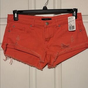 Forever 21 Coral Distressed Denim Cutoff Shorts